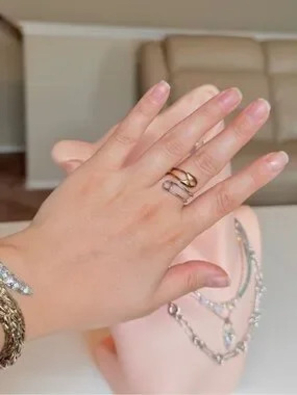 Delicate Two-Tone Pin Ring
